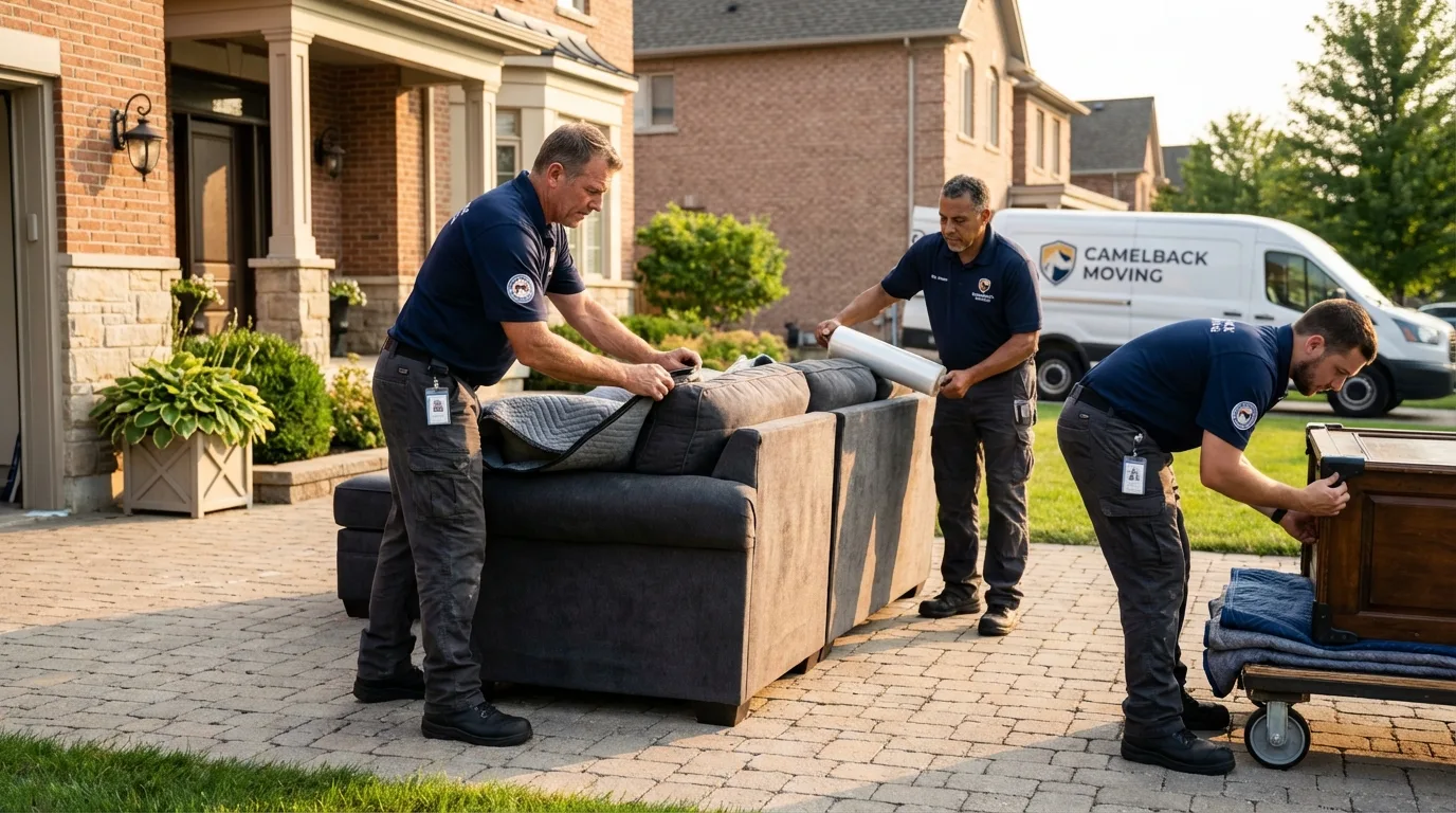Large estate moving crew wrapping furniture in Hiawassee, GA