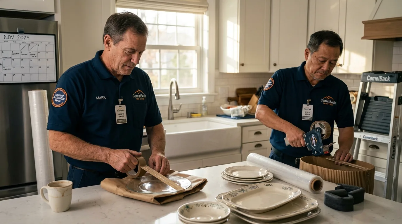 Professional crew packing kitchen dishware in Hiawassee, GA